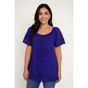Free People Purple Crochet Tunic Top XS Boho Chic Bohemian Romantic